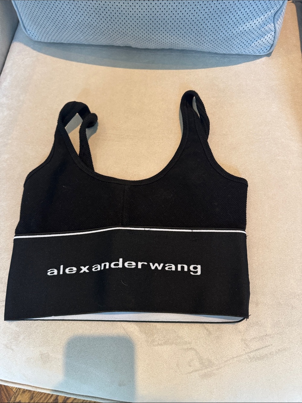 Alexander Wang Black Sports Bra with White Logo